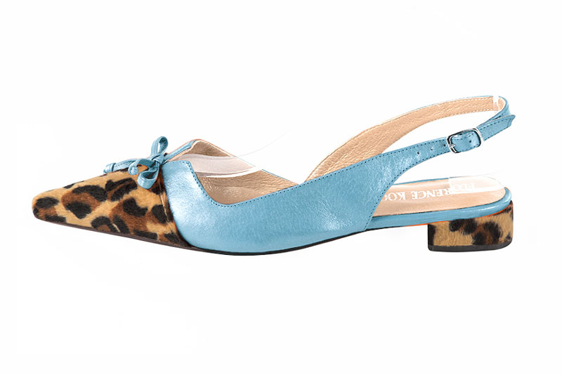 French elegance and refinement for these safari black and sky blue dress slingback shoes, with a knot, 
                available in many subtle leather and colour combinations. The "jolie francaise spirit" of this beautiful pump,
will accompany your steps.
Allure guaranteed, camouflage be damned !
  
                Matching clutches for parties, ceremonies and weddings.   
                You can customize these shoes to perfectly match your tastes or needs, and have a unique model.  
                Choice of leathers, colours, knots and heels. 
                Wide range of materials and shades carefully chosen.  
                Rich collection of flat, low, mid and high heels.  
                Small and large shoe sizes - Florence KOOIJMAN